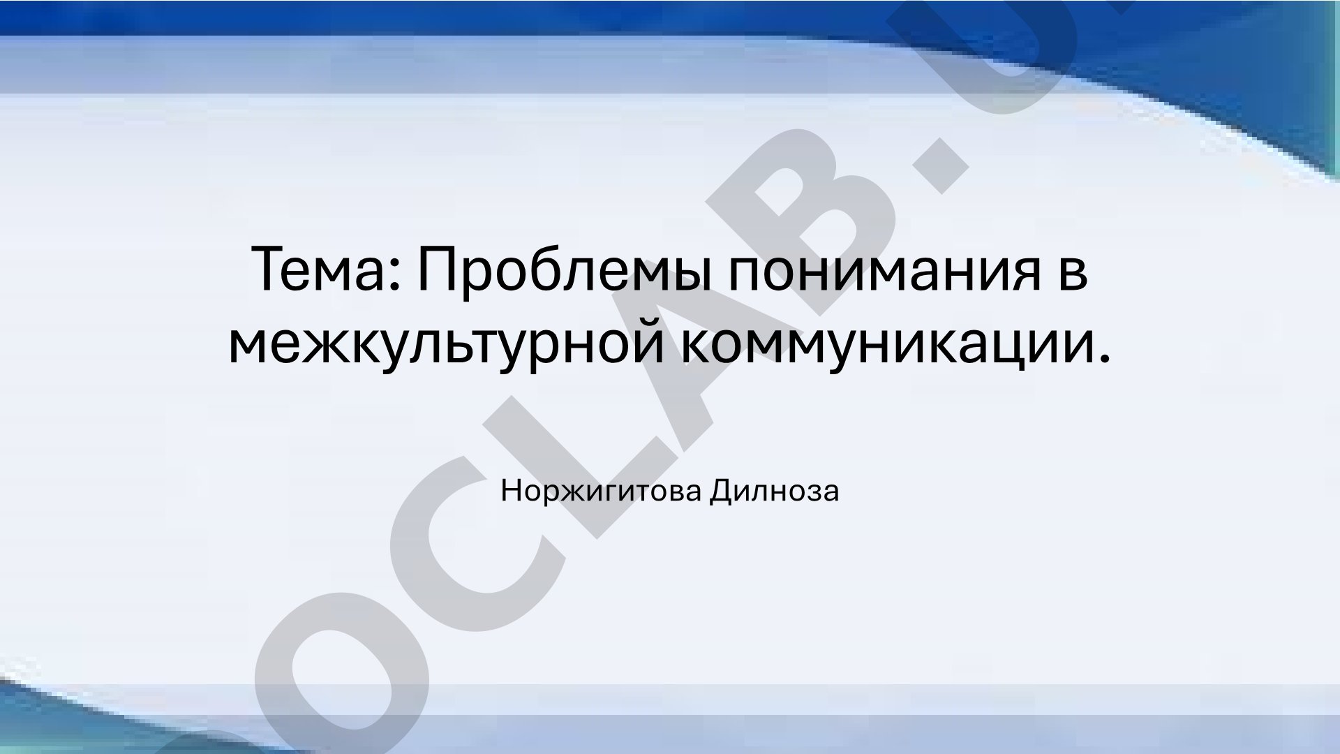 Проблемы понимания в межкультурной коммуникации