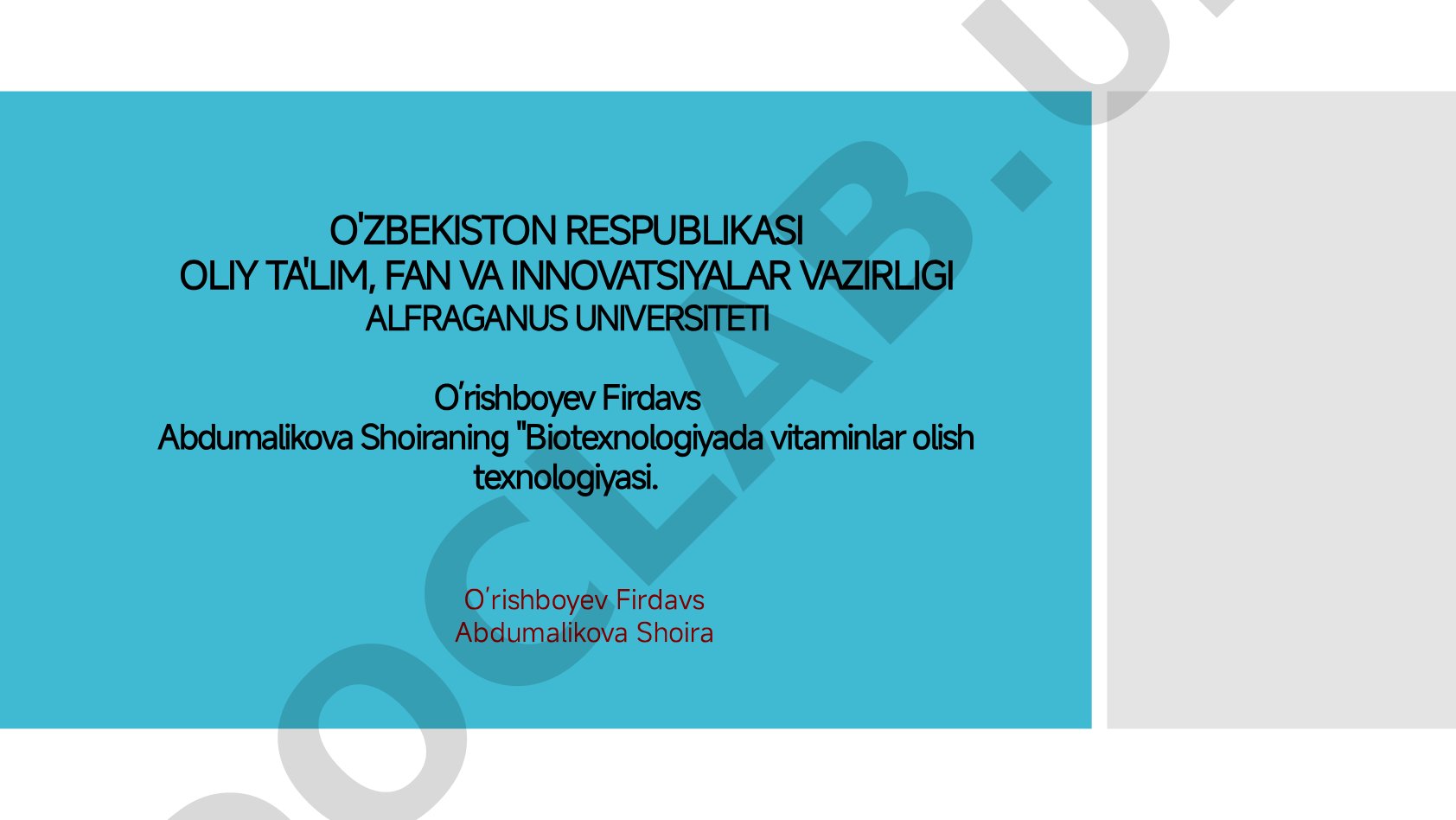 Biotexnologiyada vitaminlar olish texnologiyasi