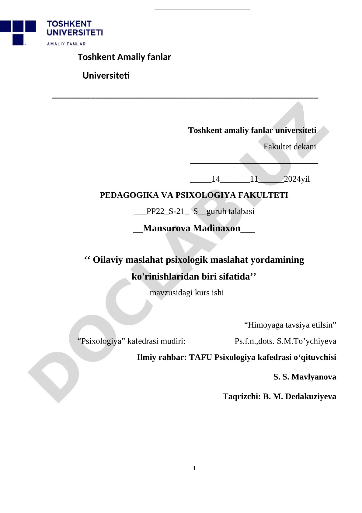 Oilaviy maslahat psixologik maslahat yordamining ko'rinishlaridan biri sifatida