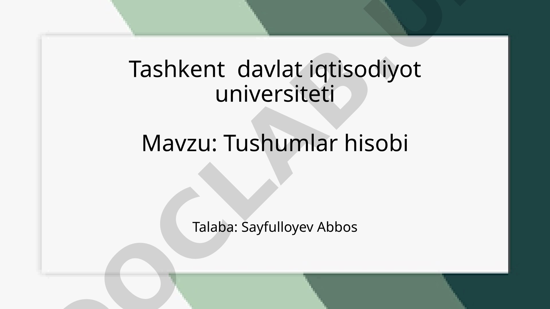Tushumlar hisobi