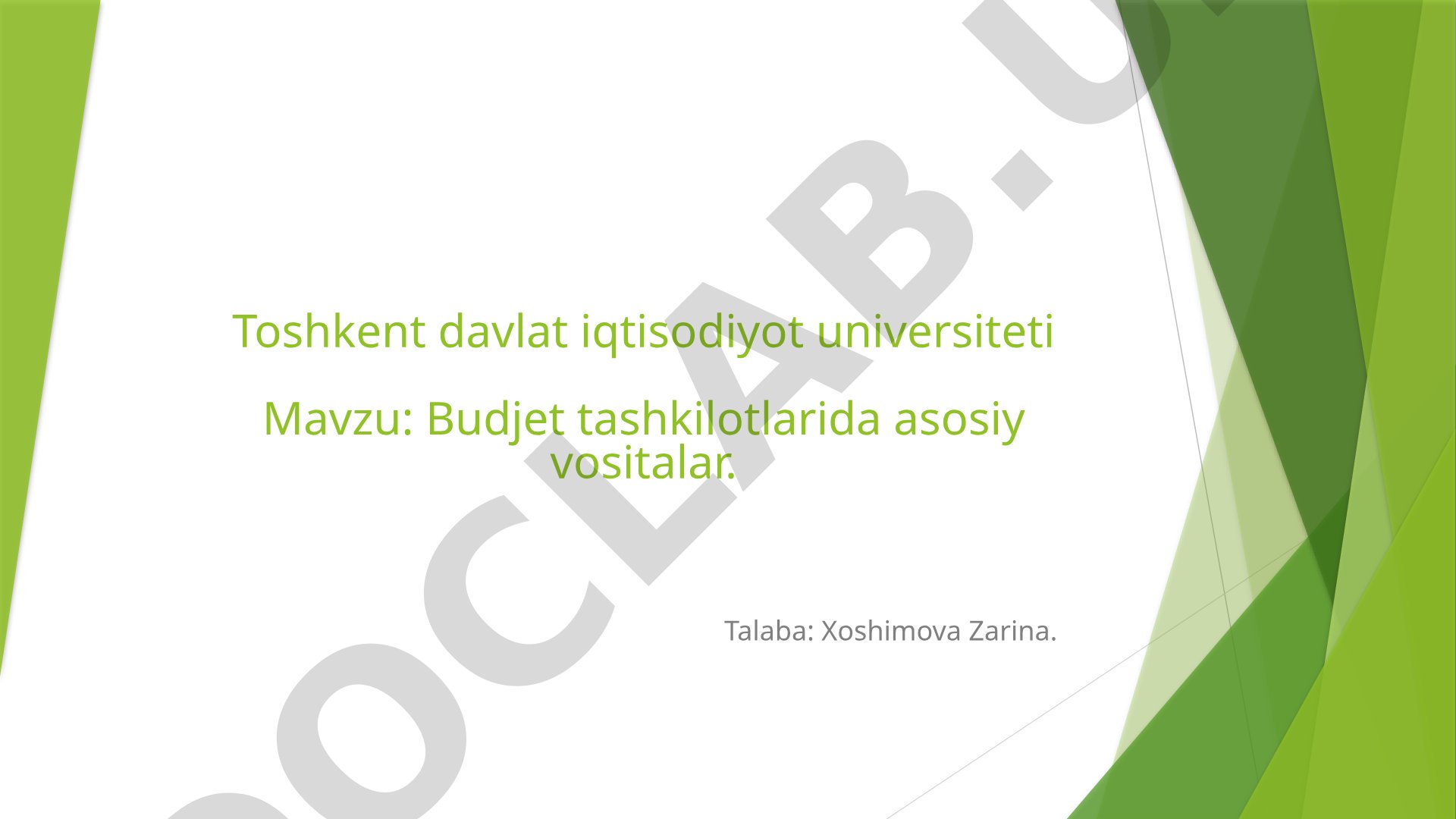 Budjet tashkilotlarida asosiy vositalar