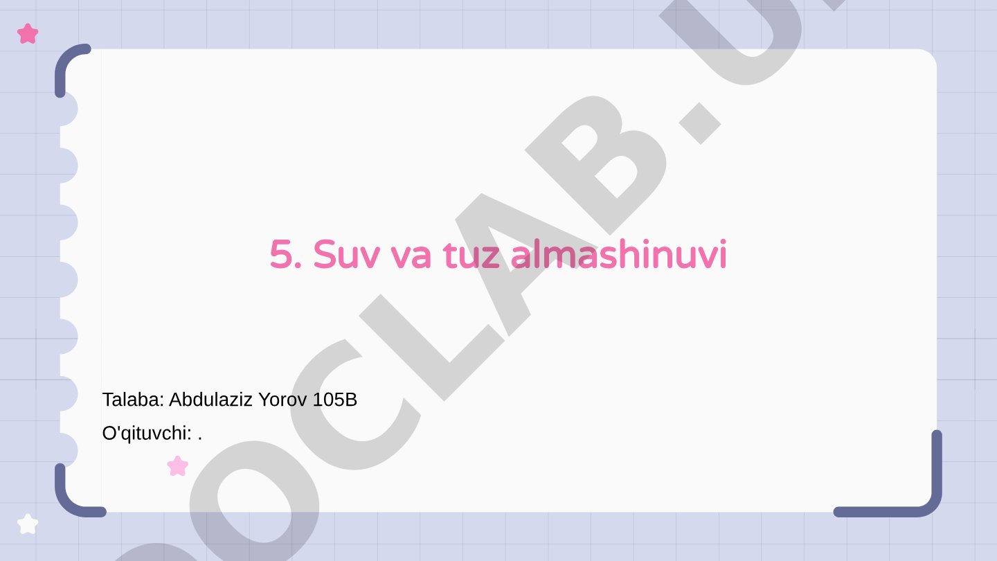 Suv va tuz almashinuvi