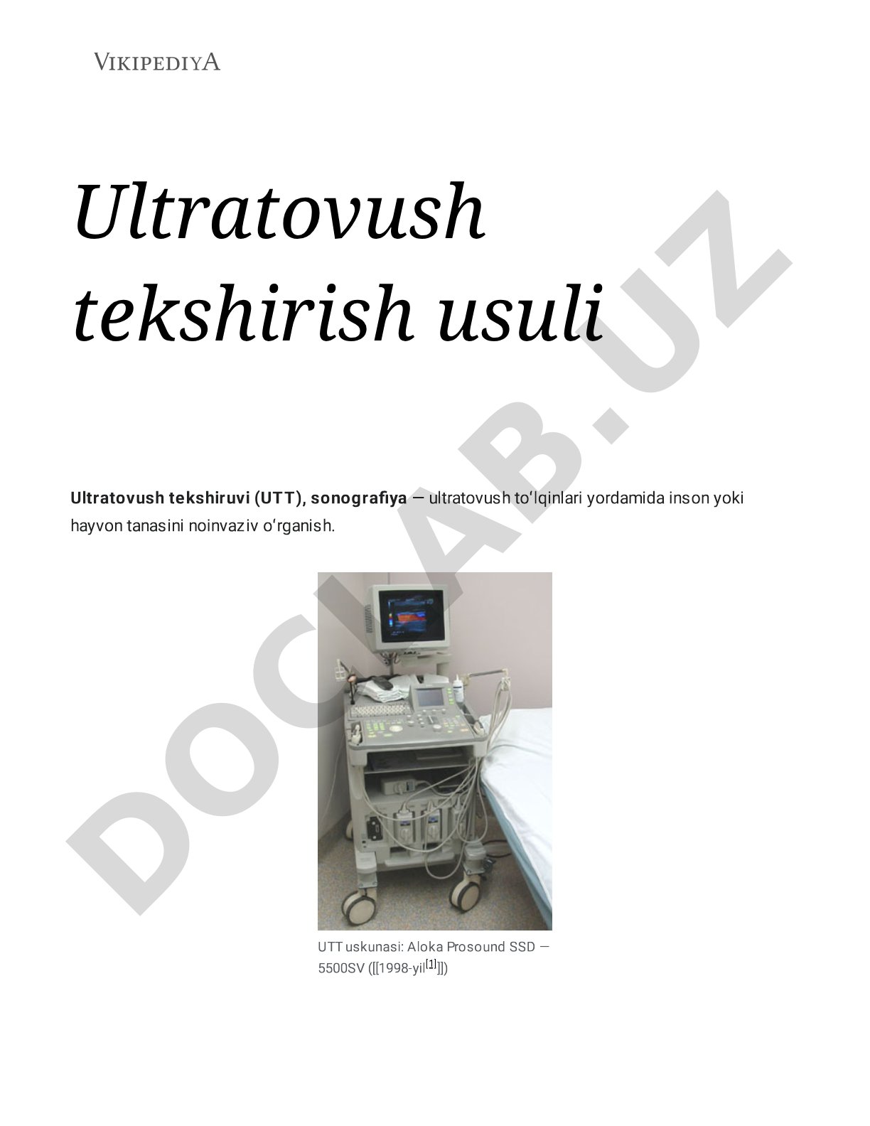 Ultratovush tekshirish usuli