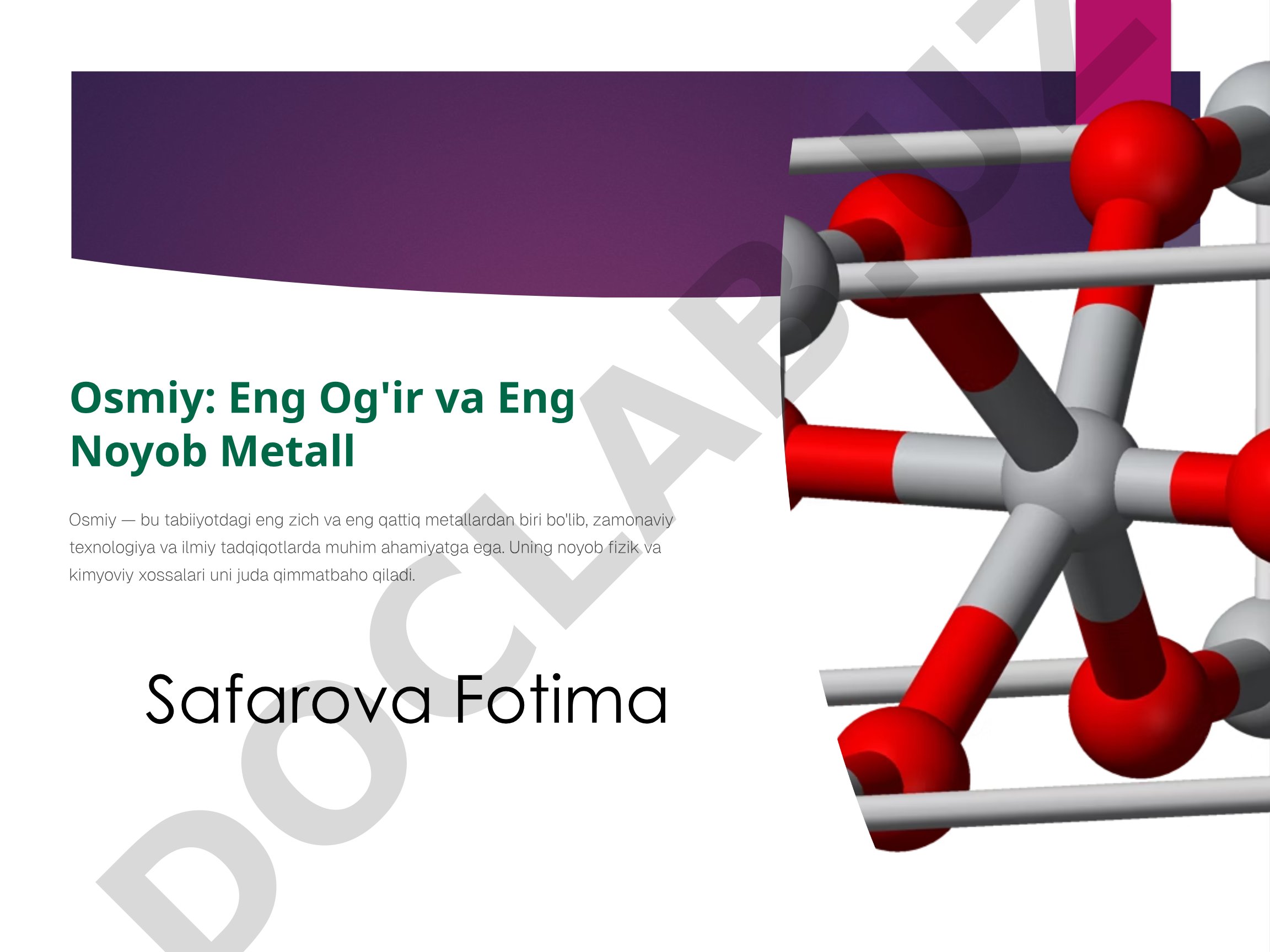 Osmiy: Eng Og'ir va Eng Noyob Metall