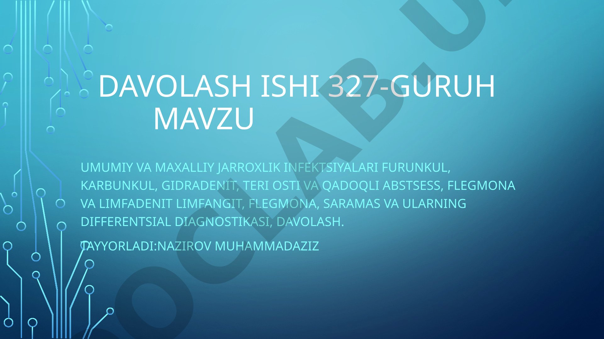 Gidradenit: sabablari, klinikasi, differentsial diagnostikasi va davolash
