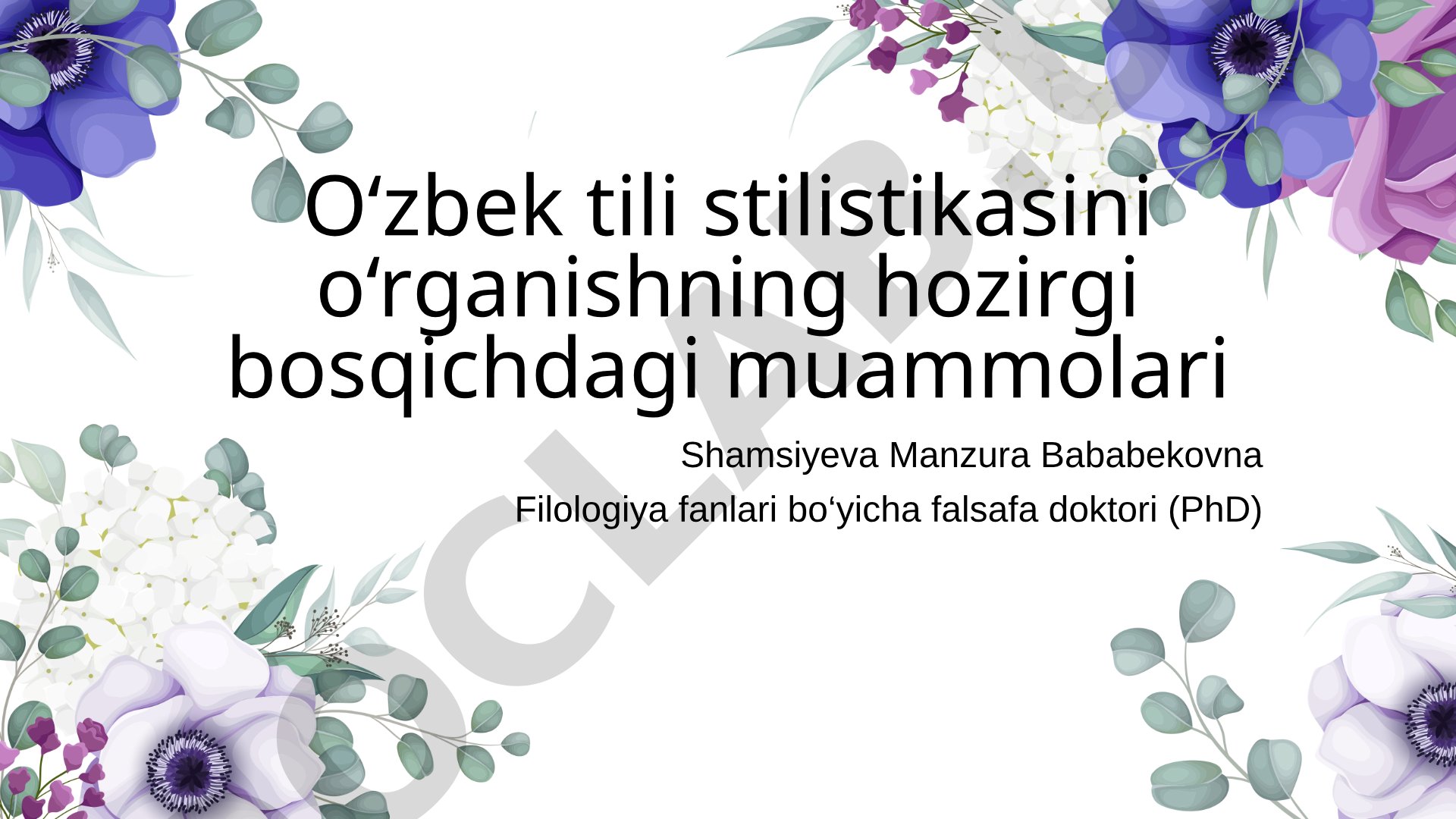 O‘zbek tili stilistikasini o‘rganishning hozirgi bosqichdagi muammolari