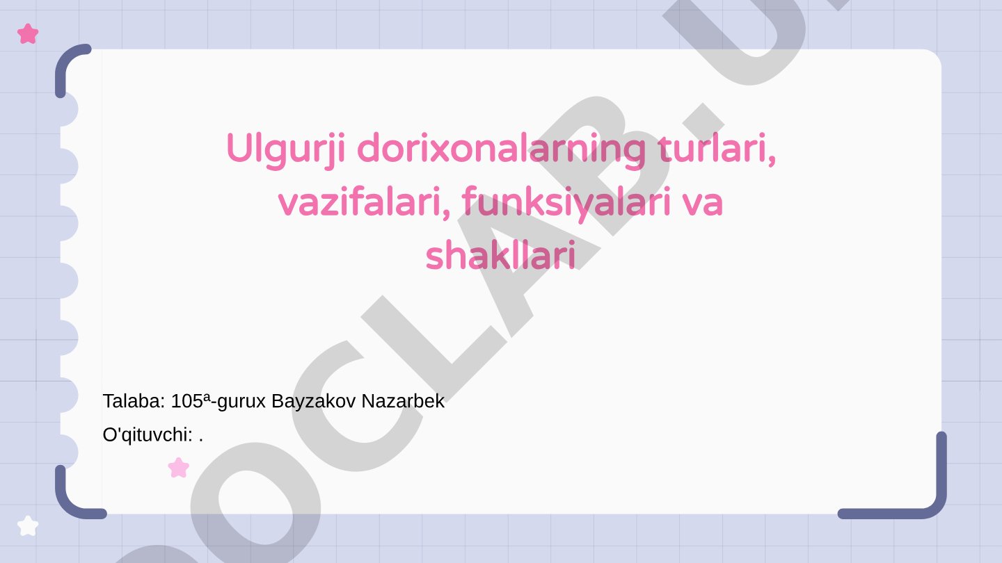 Ulgurji dorixonalarning turlari, vazifalari, funksiyalari va shakllari