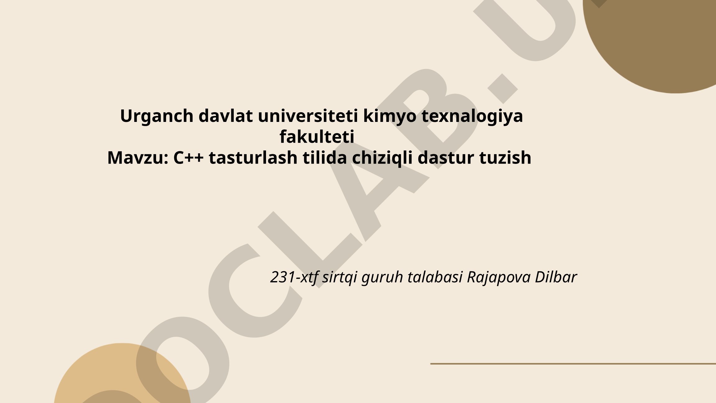 C++ dasturlash tilida chiziqli dastur tuzish
