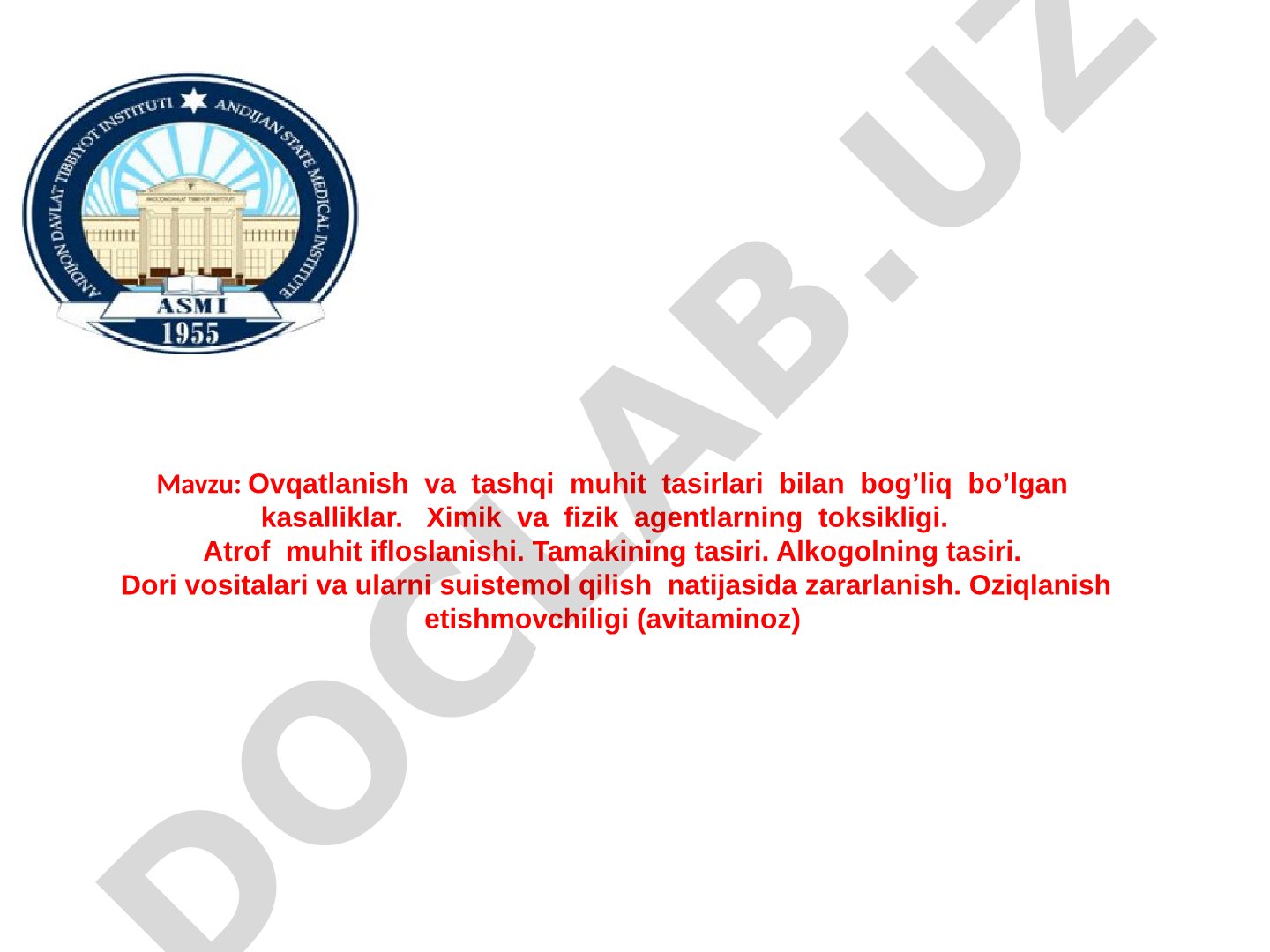 Ovqatlanish va tashqi muhit tasirlari bilan bog'liq bo'lgan kasalliklar