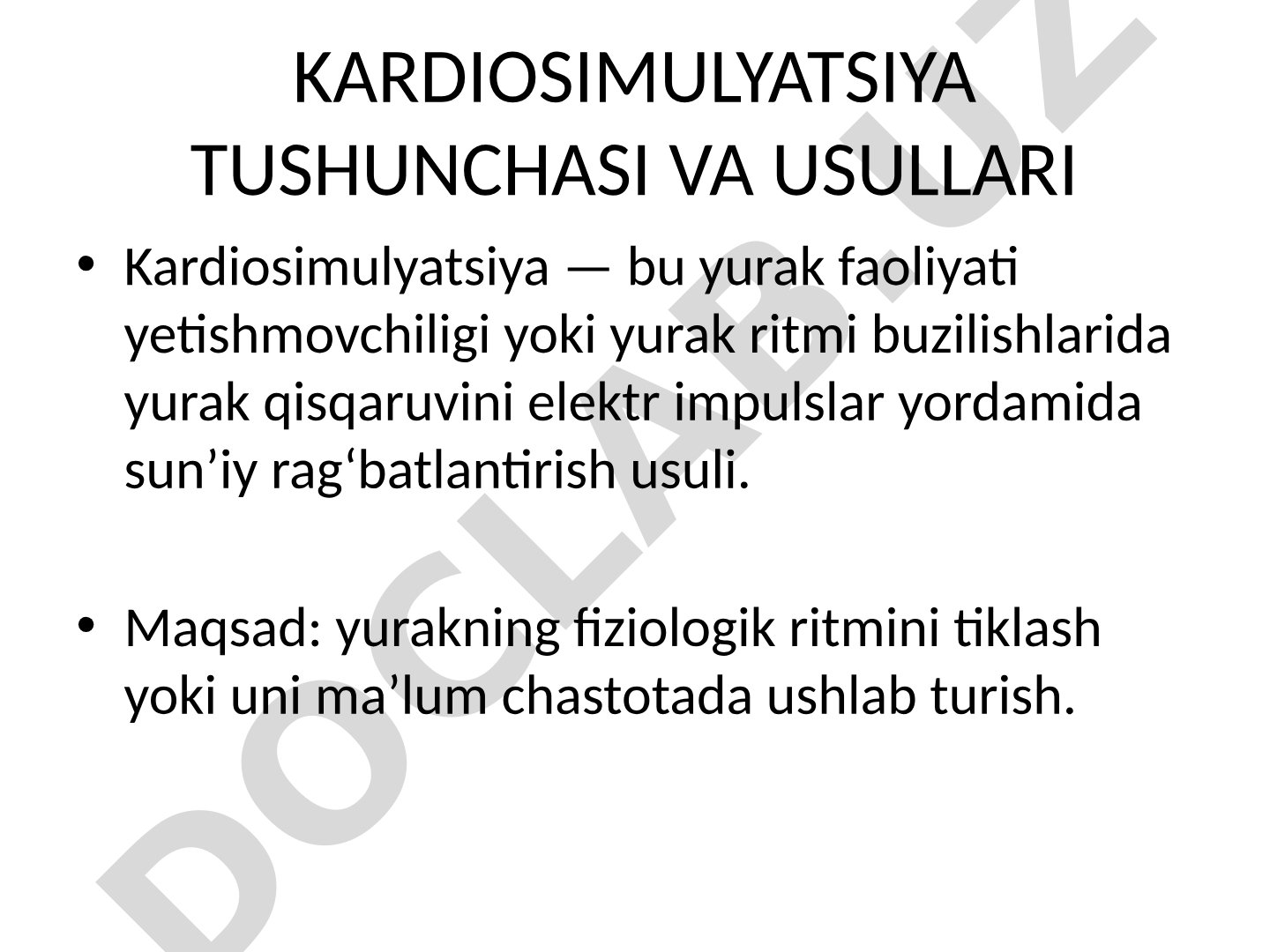 Kardiosimulyatsiya tushunchasi va usullari