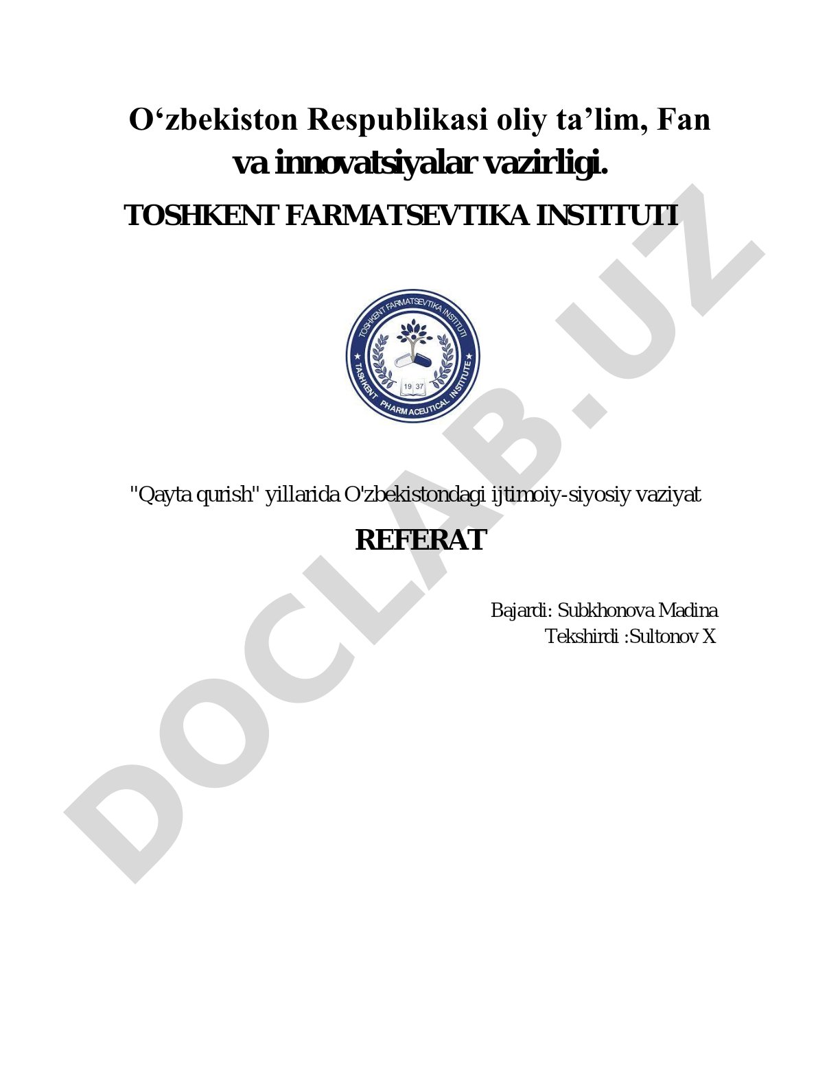 "Qayta qurish" yillarida O'zbekistondagi ijtimoiy-siyosiy vaziyat