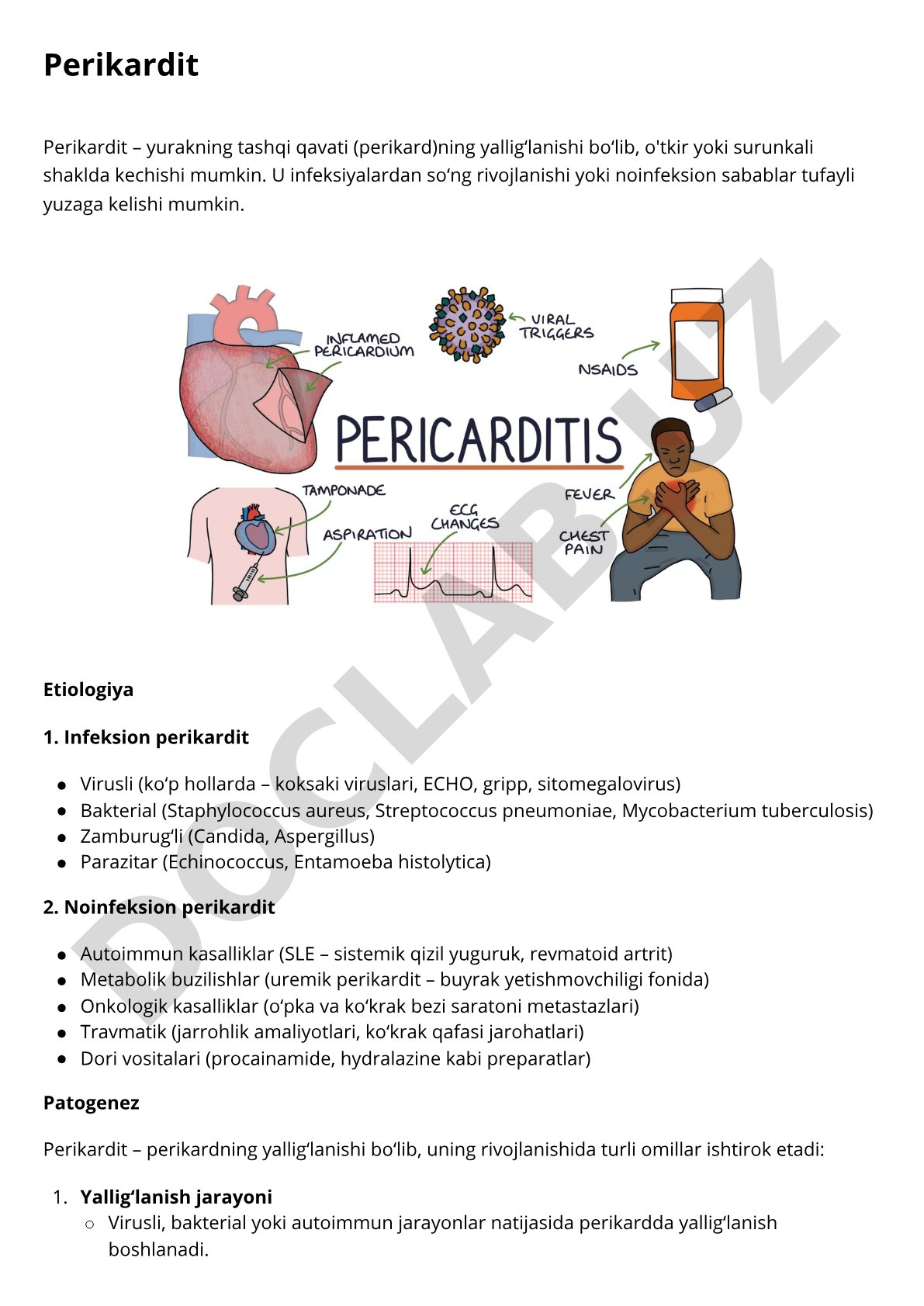 Perikardit: etiologiyasi va patogenezi