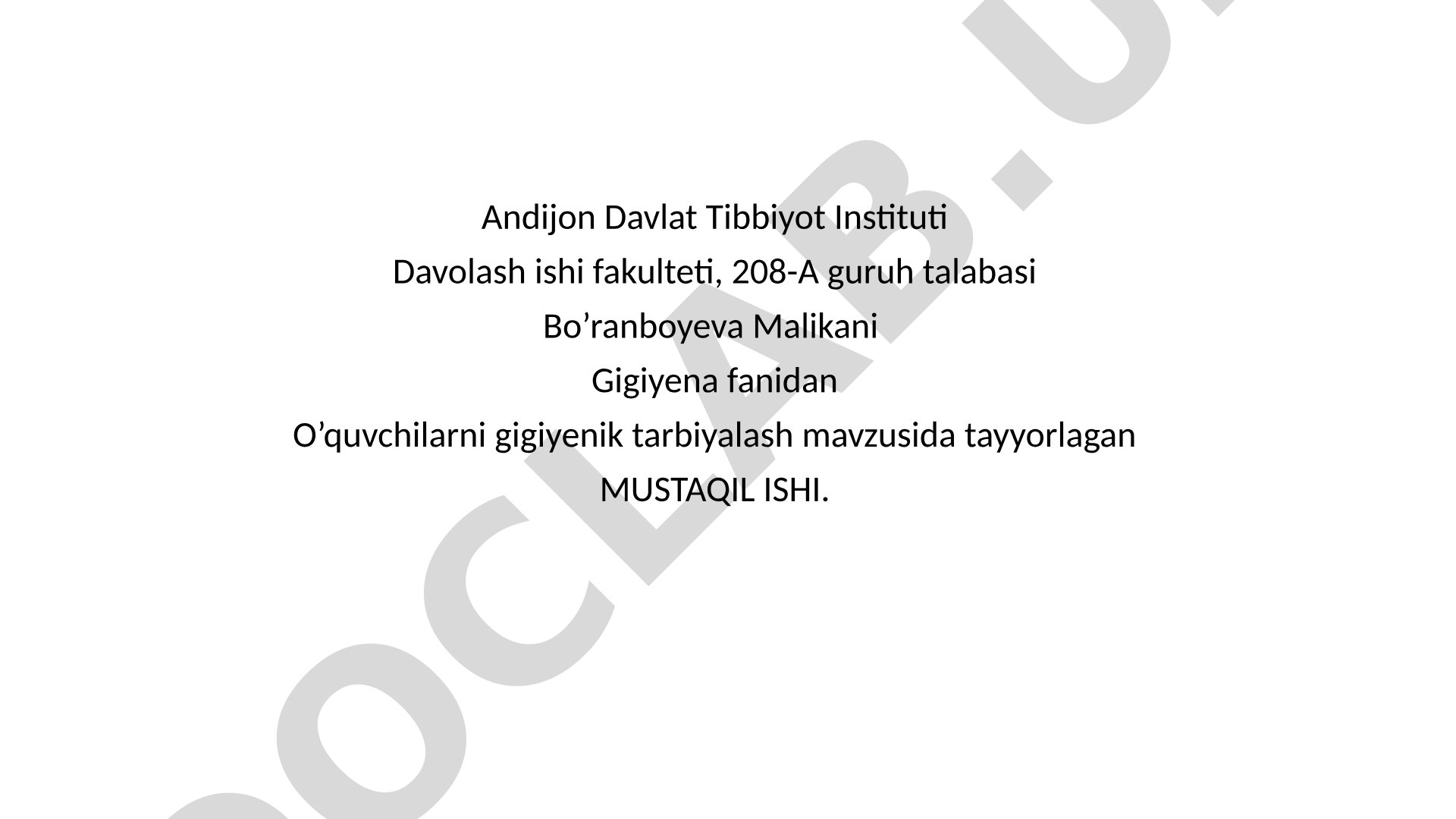 O'quvchilarni gigiyenik tarbiyalash