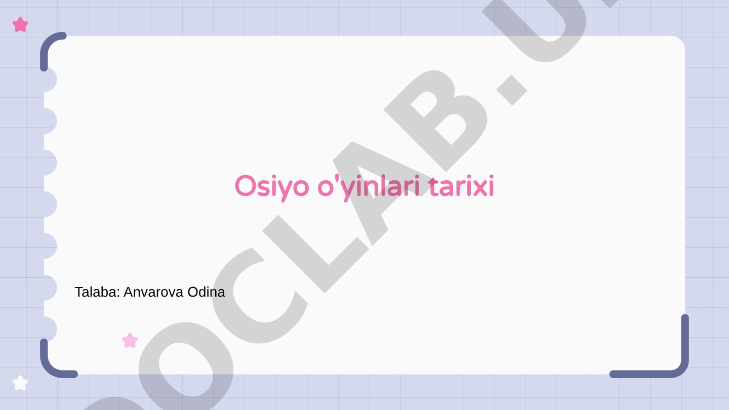Osiyo o'yinlari tarixi
