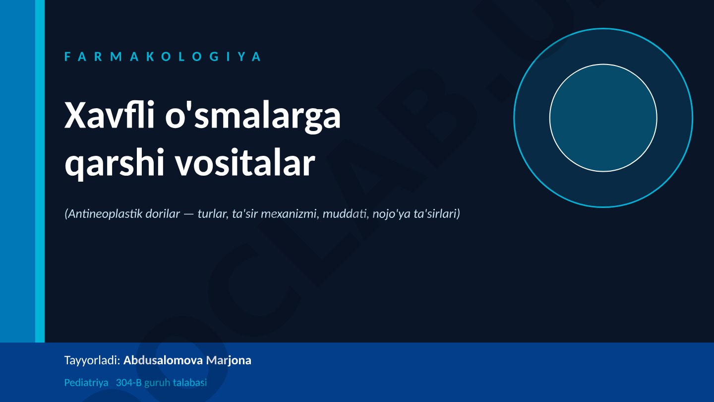 Xavfli o'smalarga qarshi vositalar (Antineoplastik dorilar)