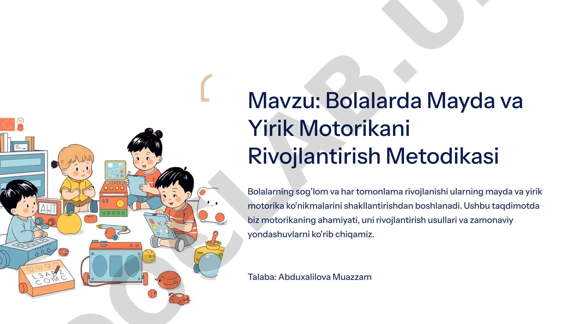 Bolalarda Mayda va Yirik Motorikani Rivojlantirish Metodikasi