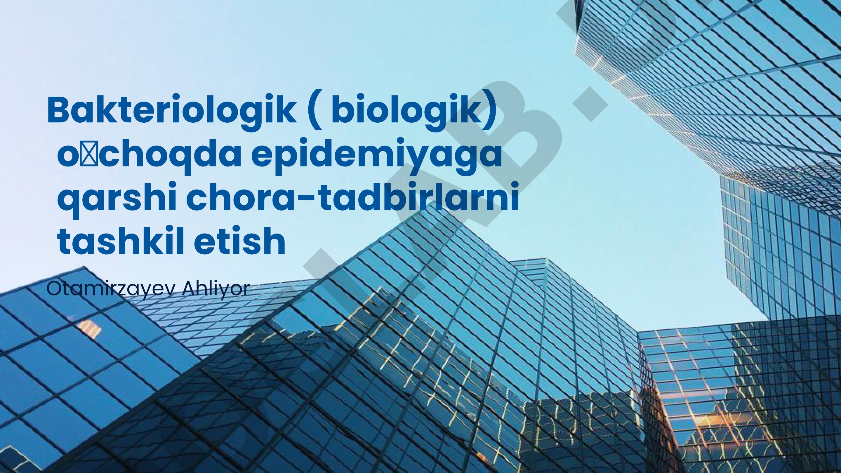 Bakteriologik o'choqda epidemiyaga qarshi chora-tadbirlarni tashkil etish