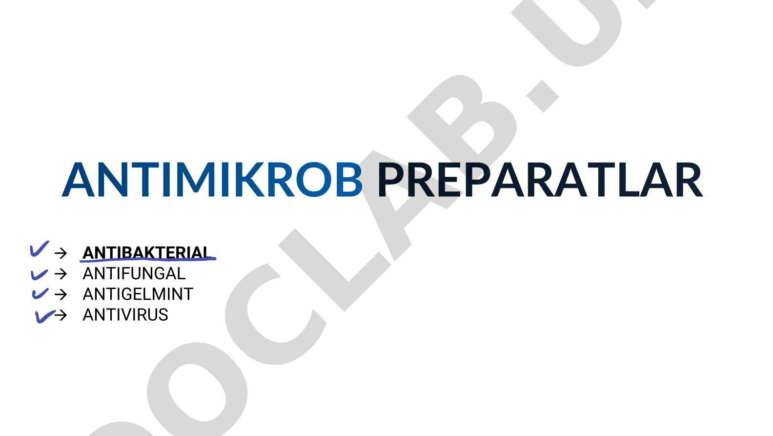Antibakterial, antifungal, antigelmint va antivirus preparatlar