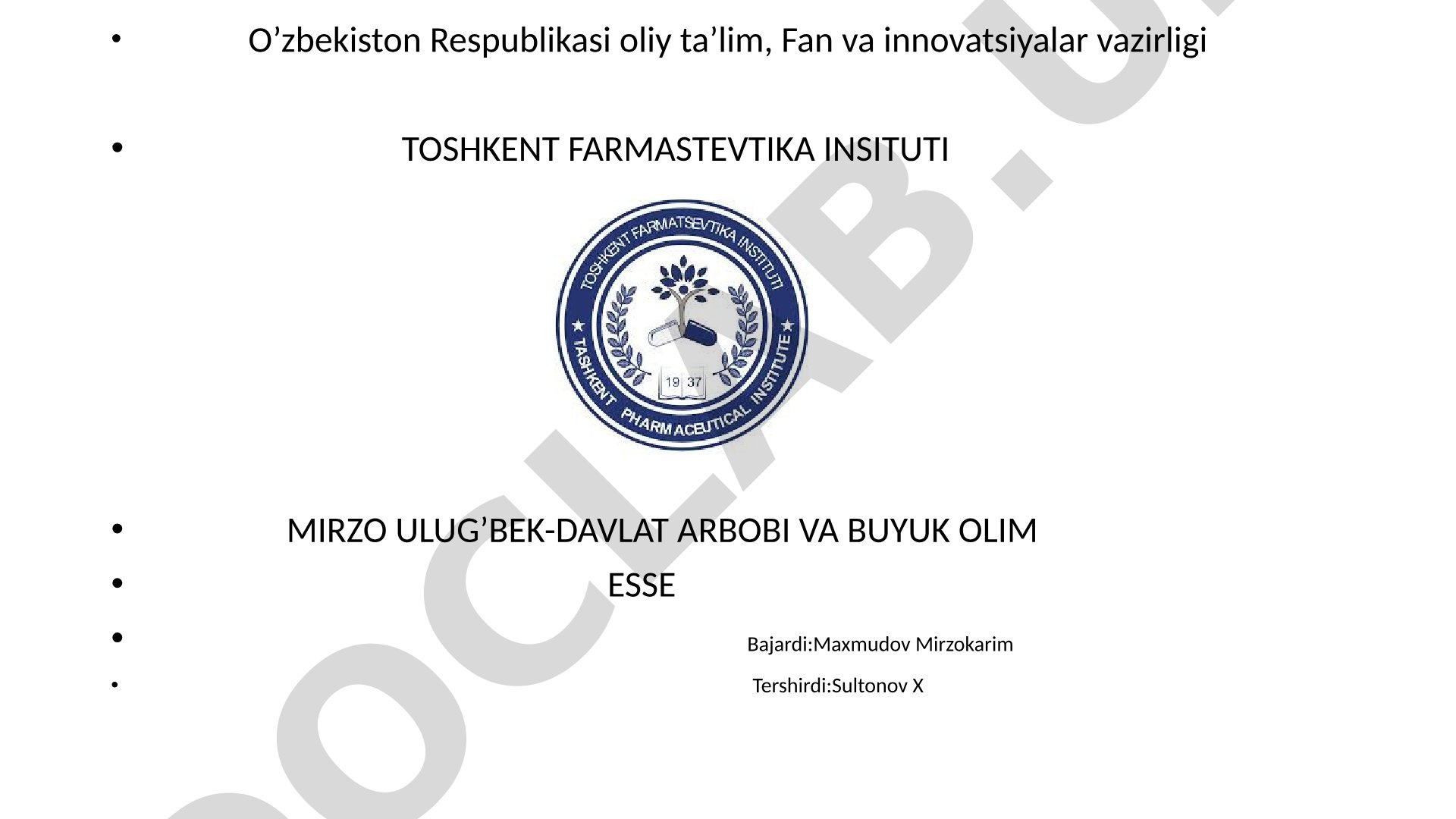 Mirzo Ulug'bek - davlat arbobi va buyuk olim