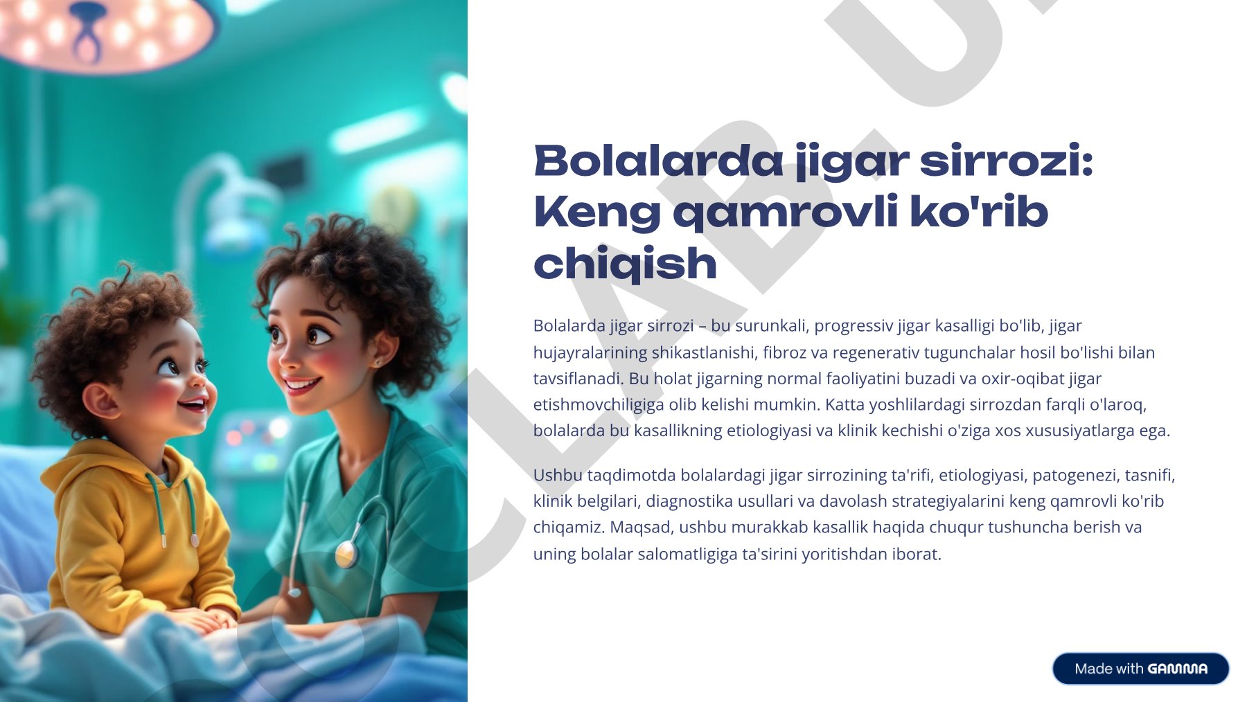 Bolalarda jigar sirrozi: Keng qamrovli ko'rib chiqish
