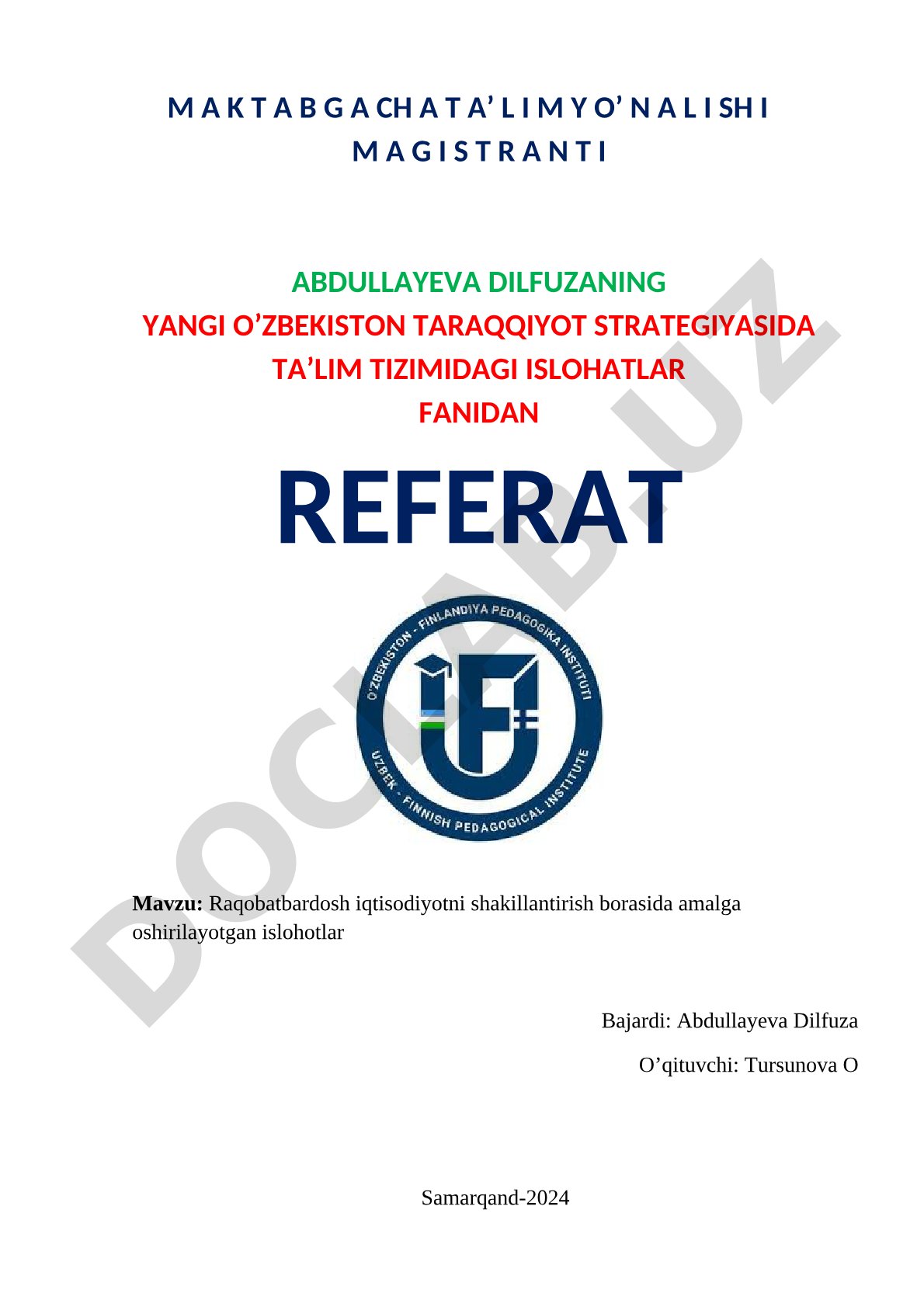 Raqobatbardosh iqtisodiyotni shakillantirish borasida amalga oshirilayotgan islohotlar