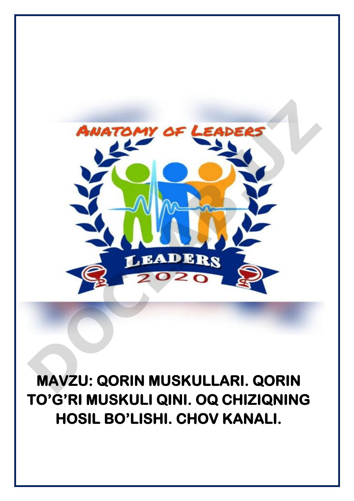 Qorin muskullari. Qorin to'g'ri muskuli qini. Oq chiziqning hosil bo'lishi. Chov kanali