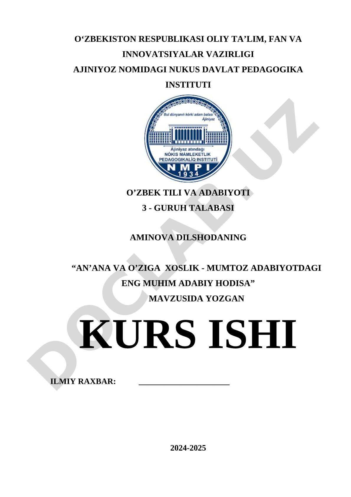 An'ana va o'ziga xoslik - mumtoz adabiyotdagi eng muhim adabiy hodisa