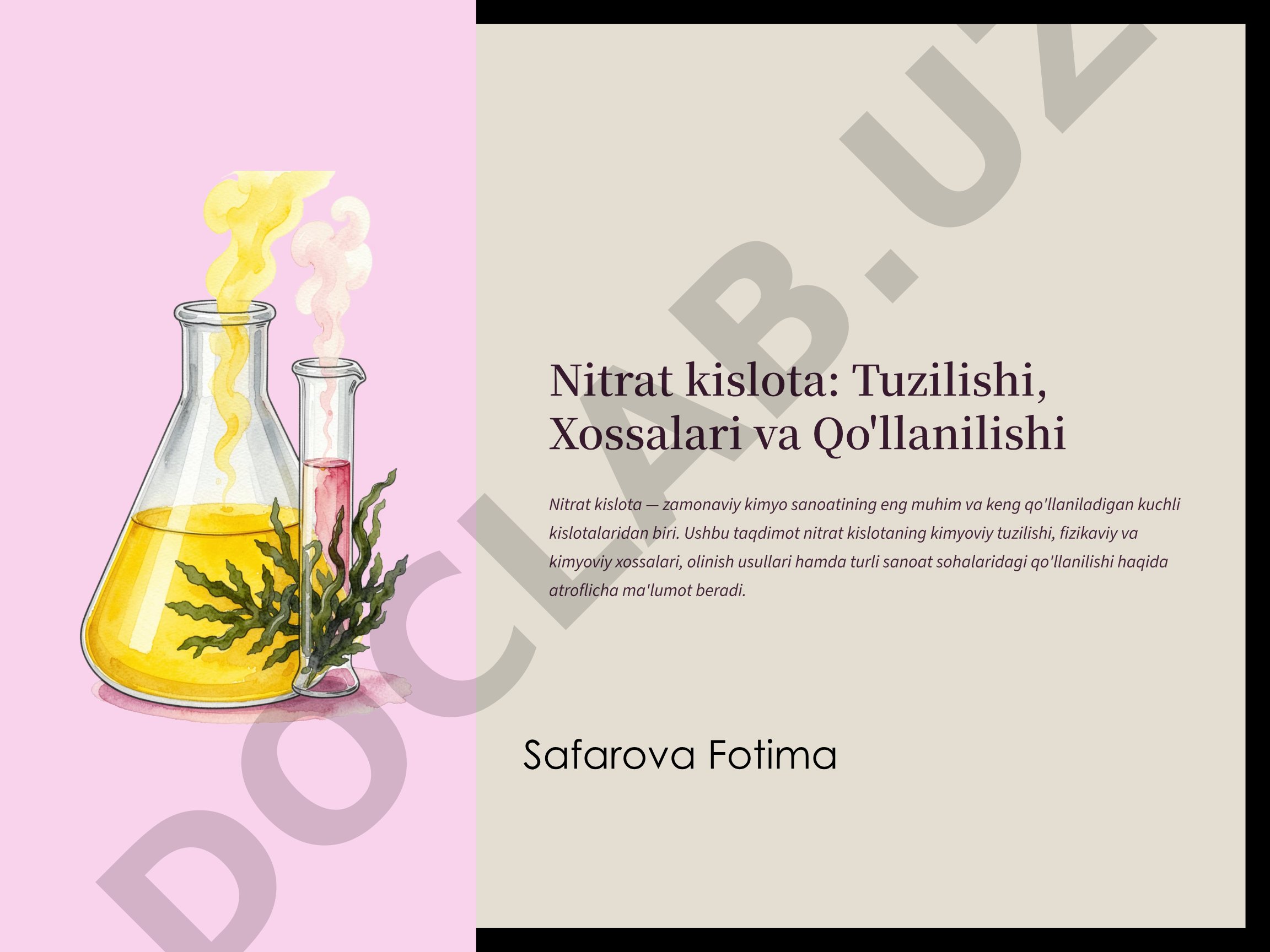 Nitrat kislota: Tuzilishi, Xossalari va Qo'llanilishi