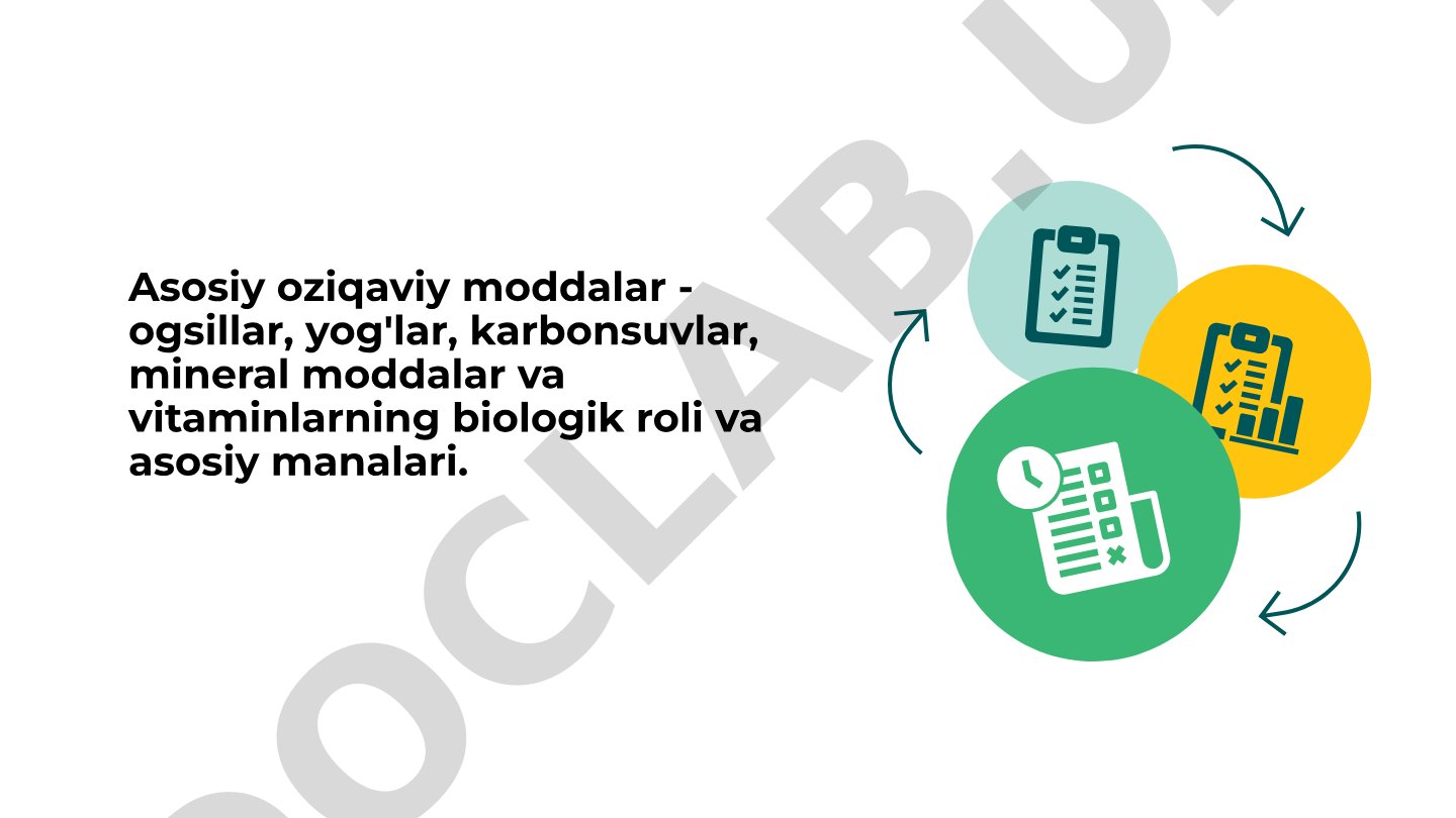 Oziqaviy moddalarning biologik roli va asosiy manbalari