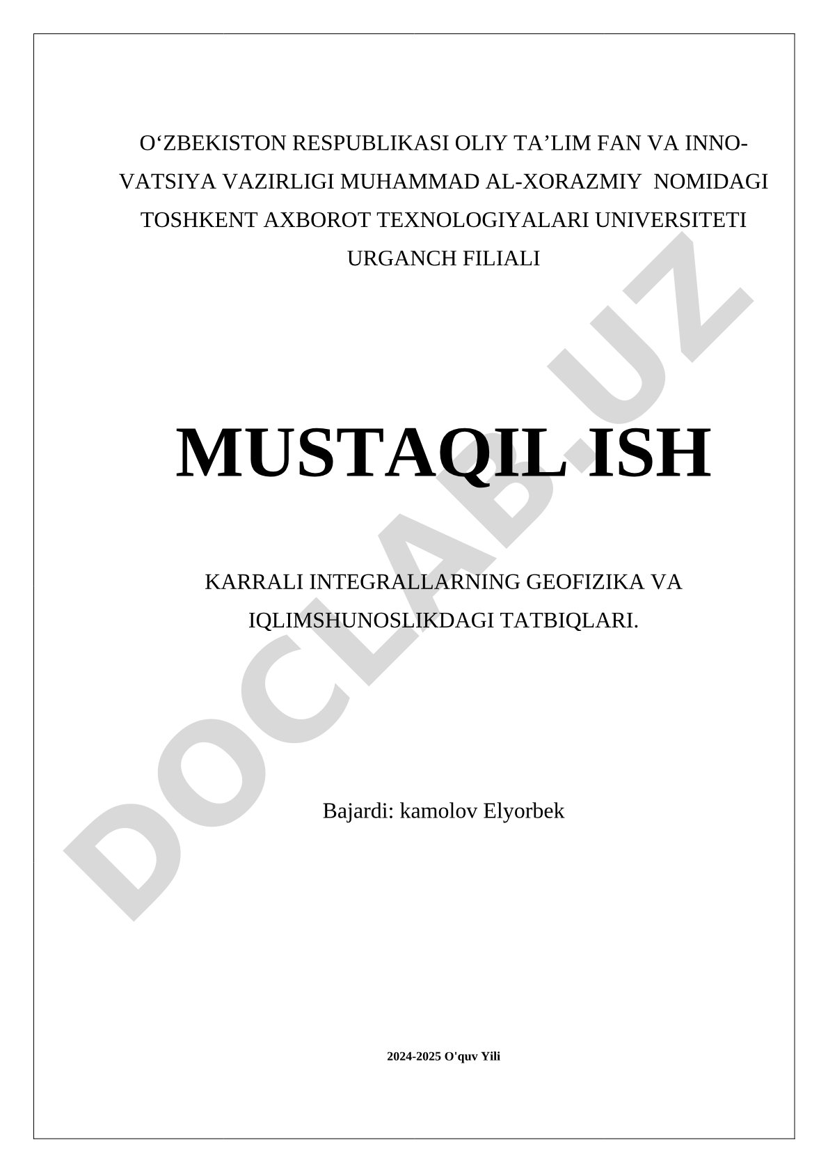 Karrali integrallarning geofizika va iqlimshunoslikdagi tatbiqlari