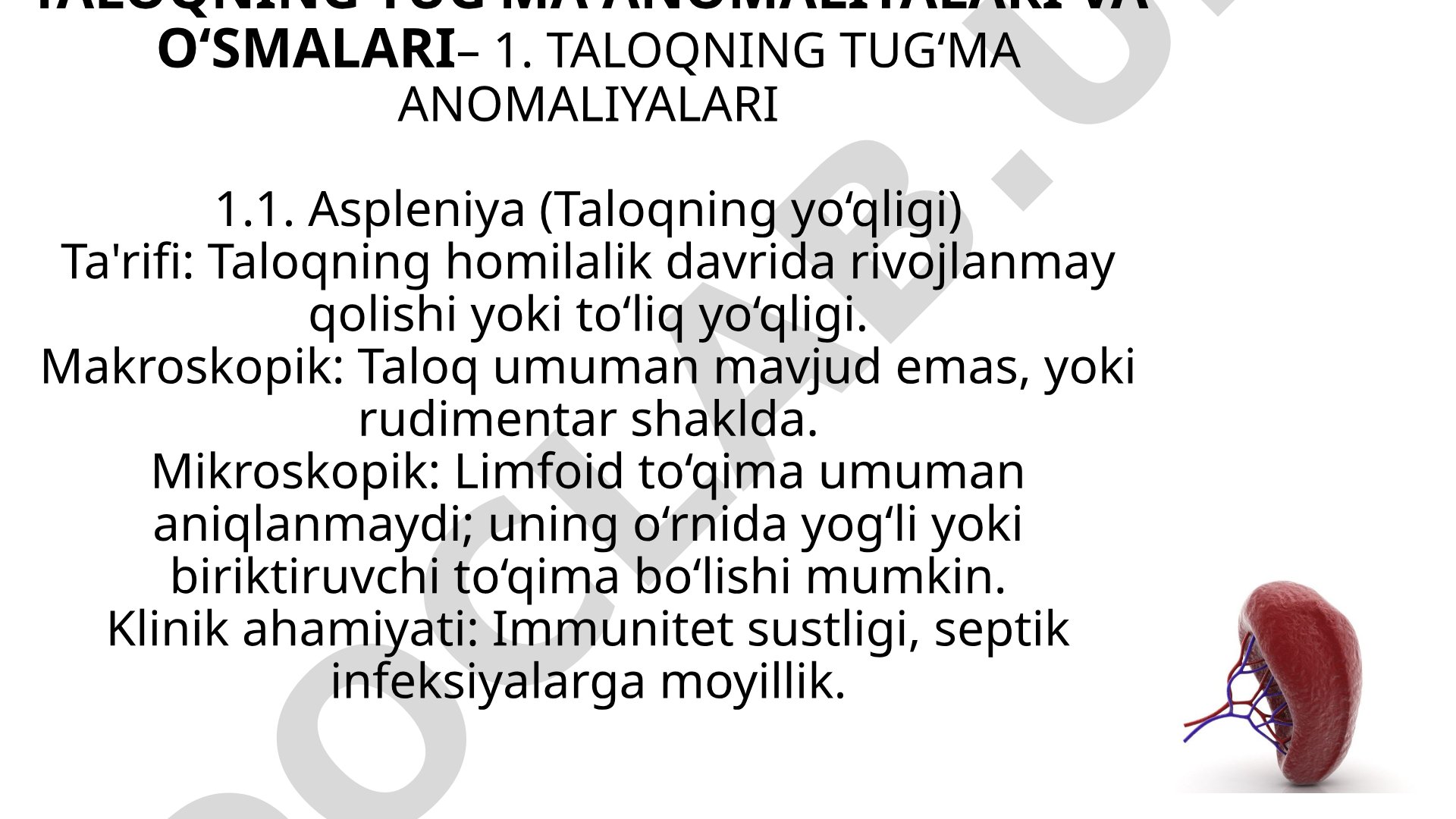 Taloqning tug‘ma anomaliyalari va o‘smalari