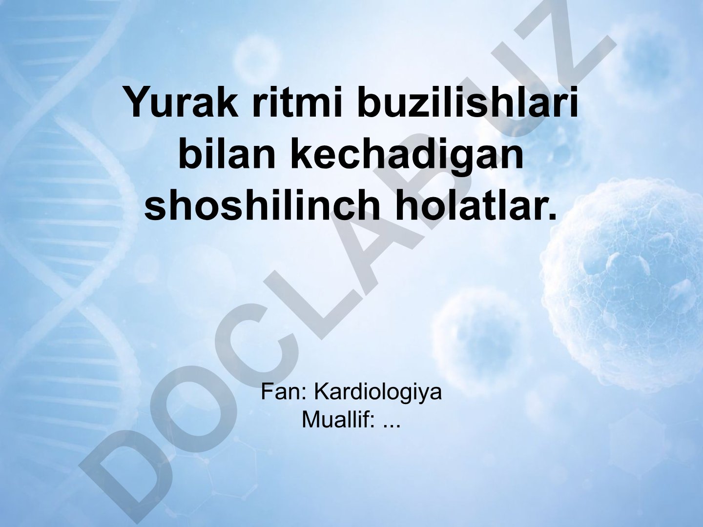 Yurak ritmi buzilishlari bilan kechadigan shoshilinch holatlar