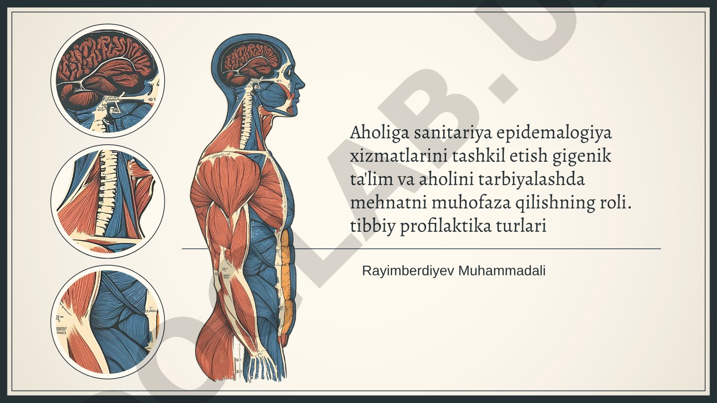 Sanitariya epidemiologiya xizmatlari va gigienik ta'limning aholi sog'ligidagi roli