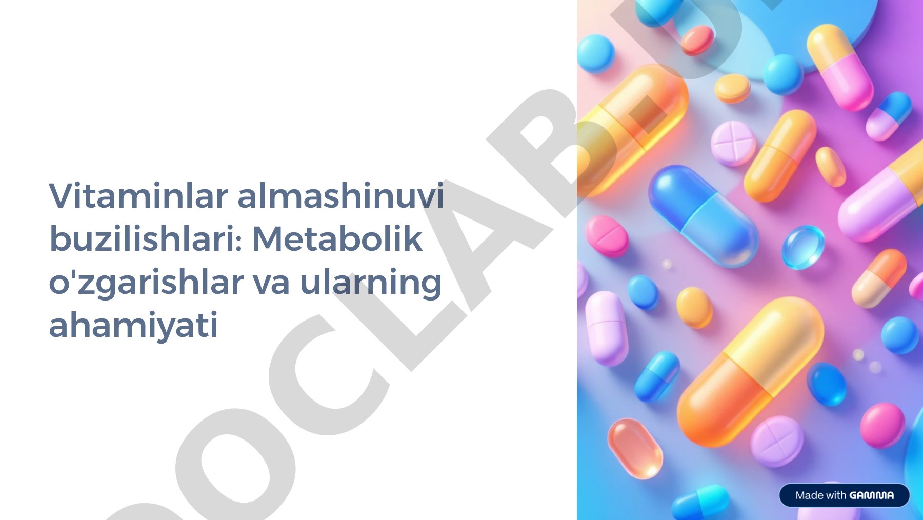 Vitaminlar almashinuvi buzilishlari: Metabolik o'zgarishlar va ularning ahamiyati