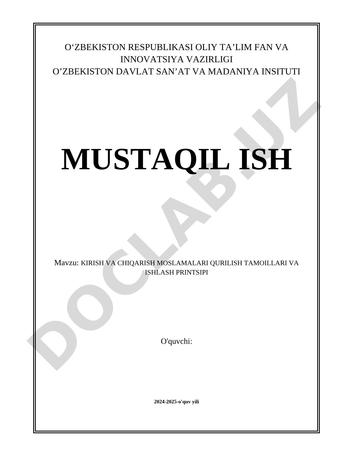 Kirish va chiqarish moslamalari qurilish tamoyillari va ishlash printsipi