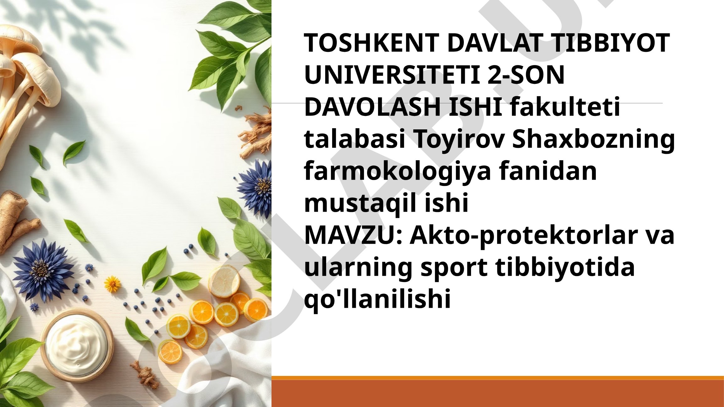 Akto-protektorlar va ularning sport tibbiyotida qo'llanilishi