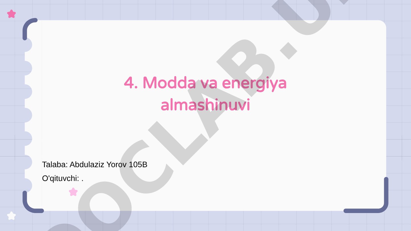 Modda va energiya almashinuvi