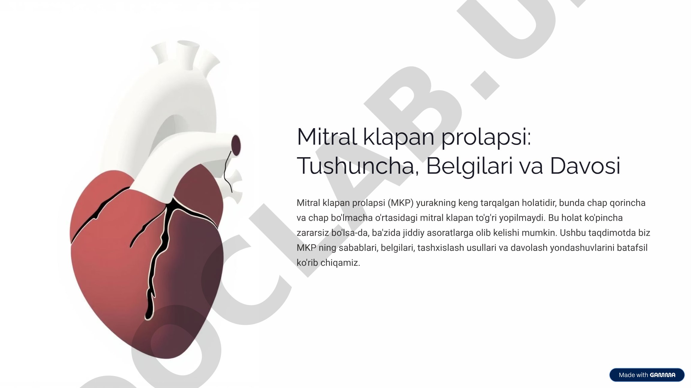 Mitral klapan prolapsi: Tushuncha, Belgilari va Davosi