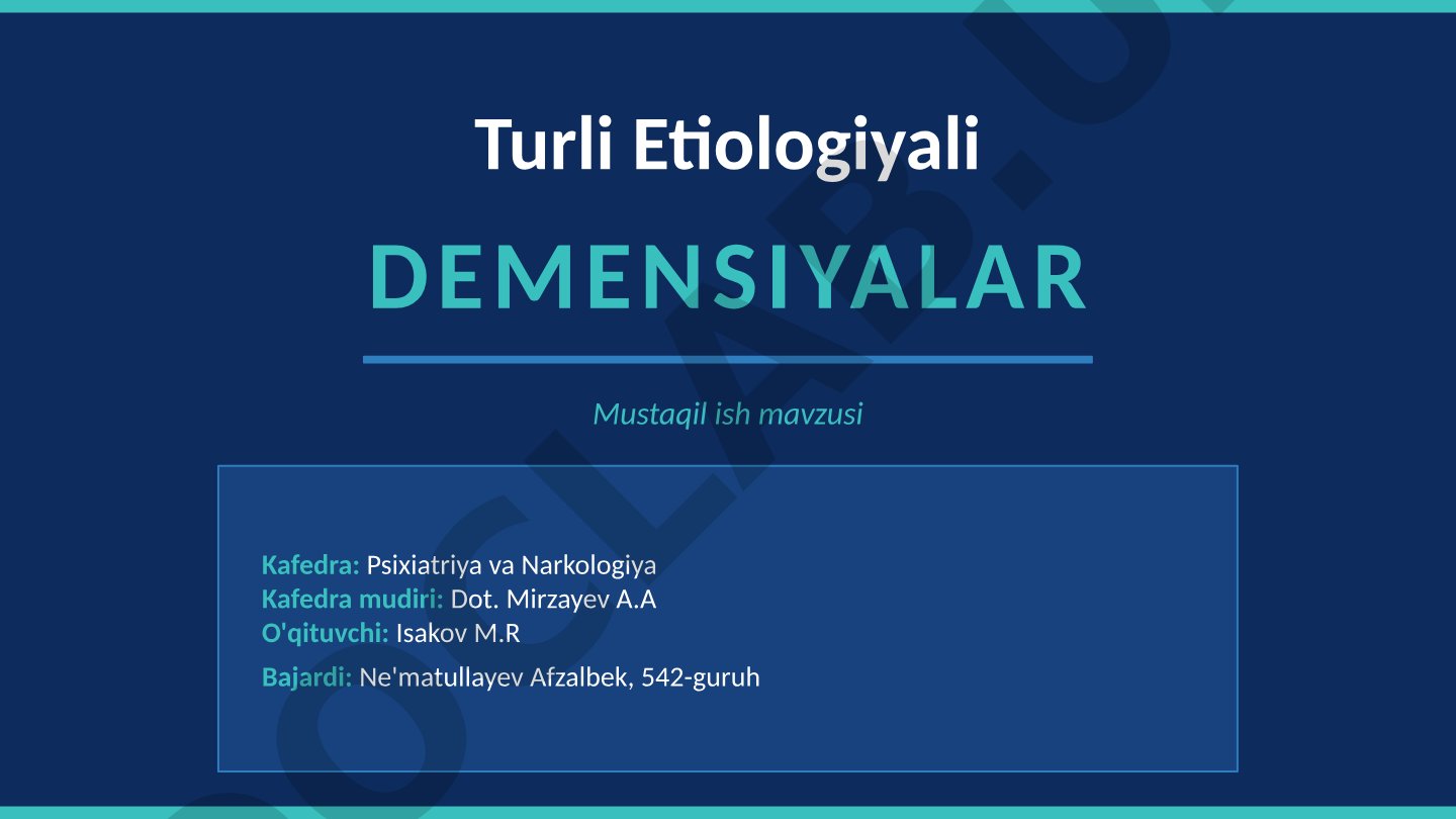 Turli Etiologiyali Demensiyalar