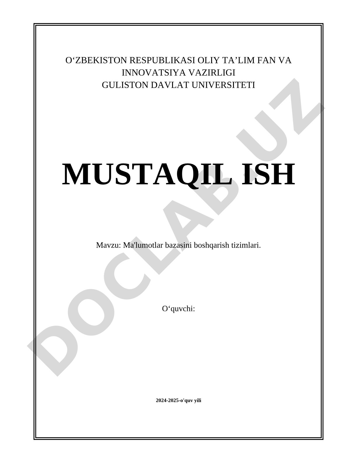 Ma'lumotlar bazasini boshqarish tizimlari