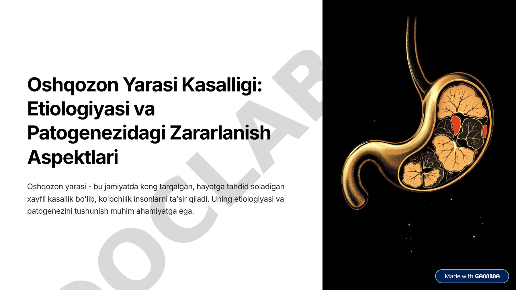 Oshqozon yarasi kasalligi: etiologiyasi va patogenezidagi zararlanish aspektlari