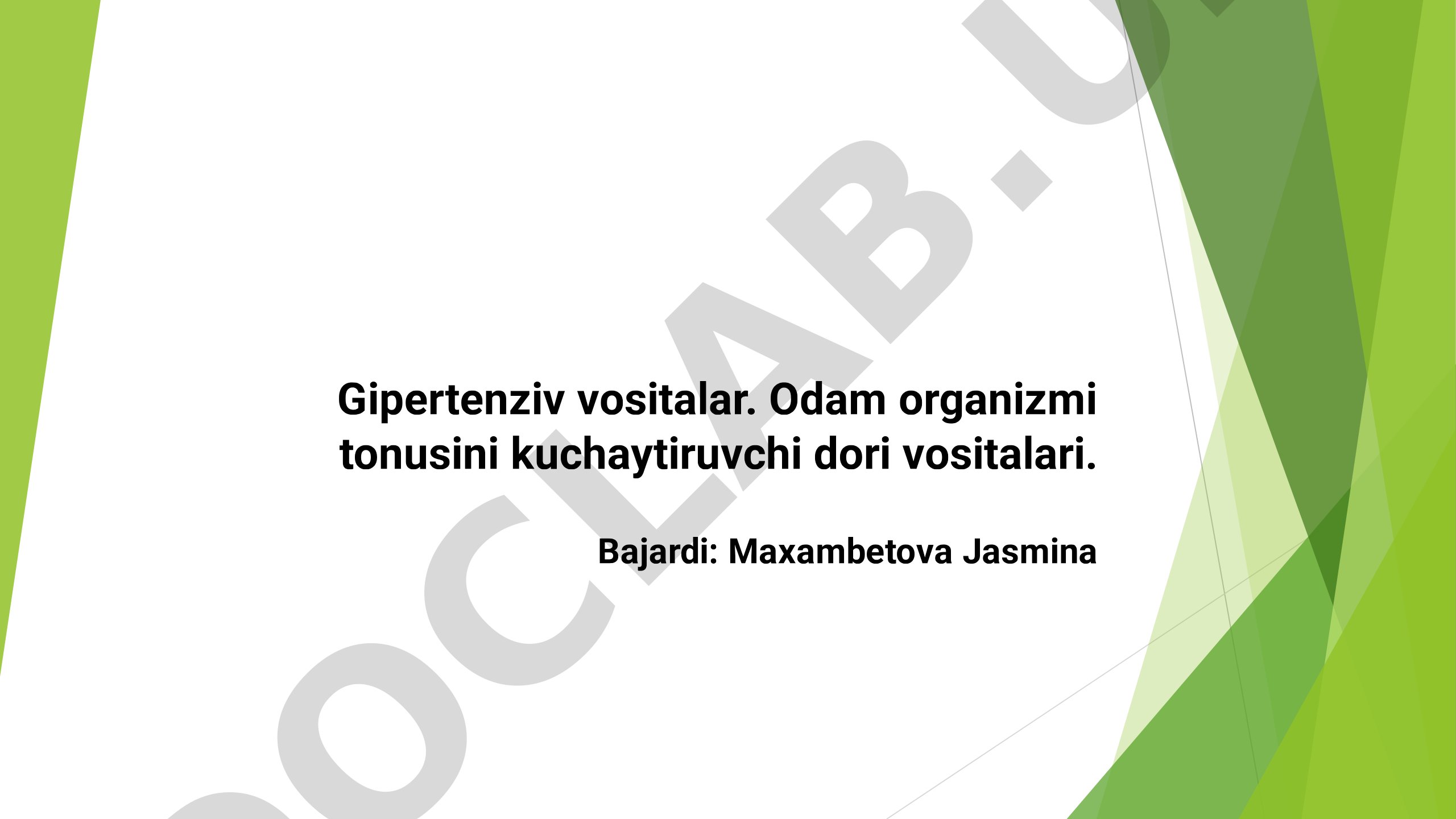 Gipertenziv vositalar va tonusni kuchaytiruvchi dori vositalari