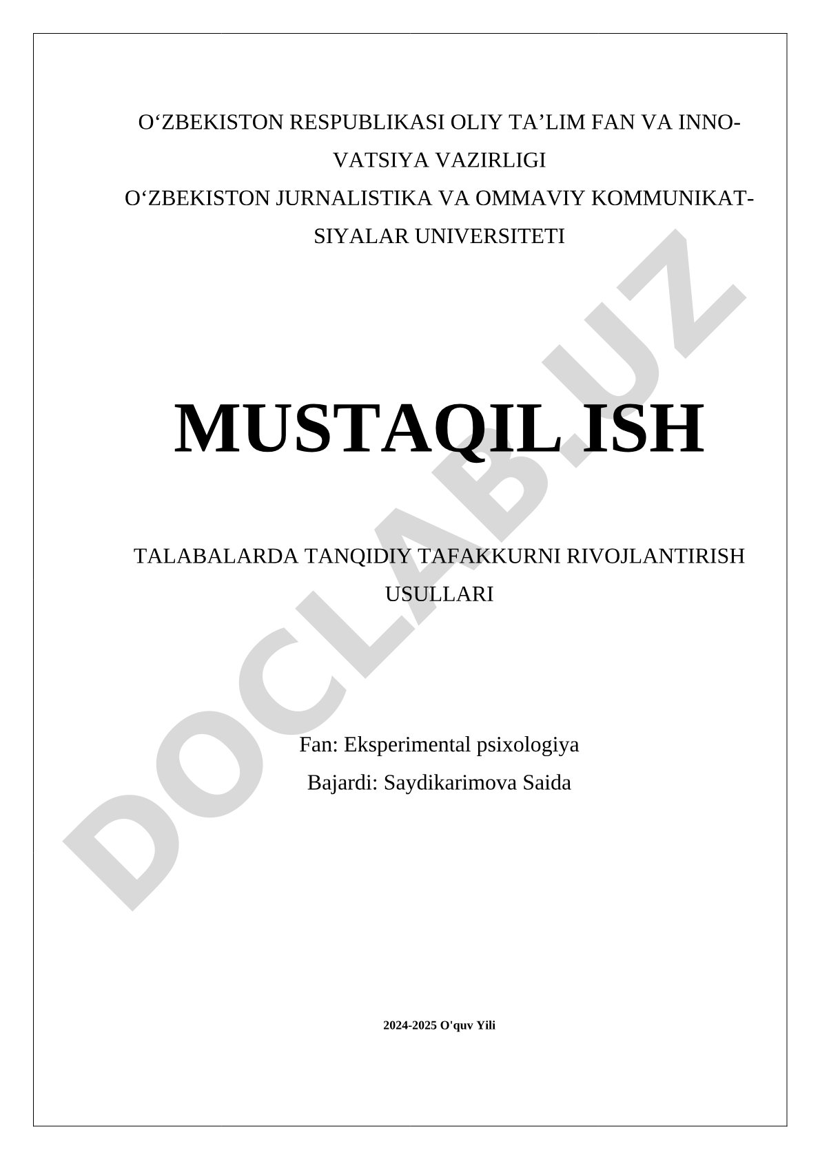 Talabalarda tanqidiy tafakkurni rivojlantirish usullari