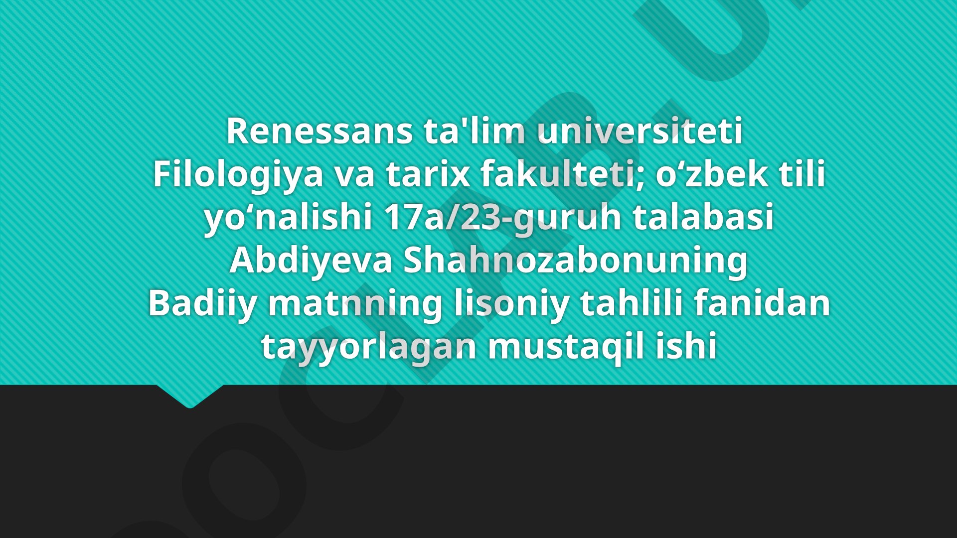 Badiiy matnning lisoniy tahlili fanidan mustaqil ish