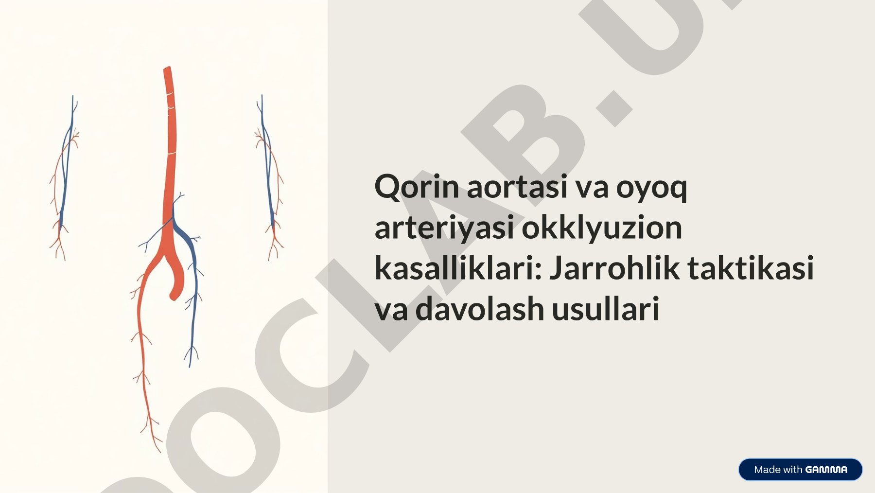 Qorin aortasi va oyoq arteriyasi okklyuzion kasalliklari: Jarrohlik taktikasi va davolash usullari