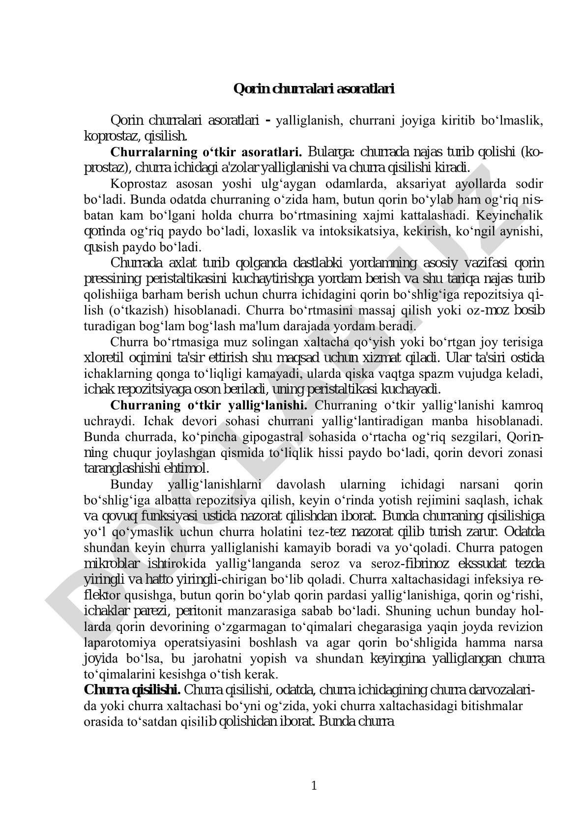 Qorin churralari asoratlari