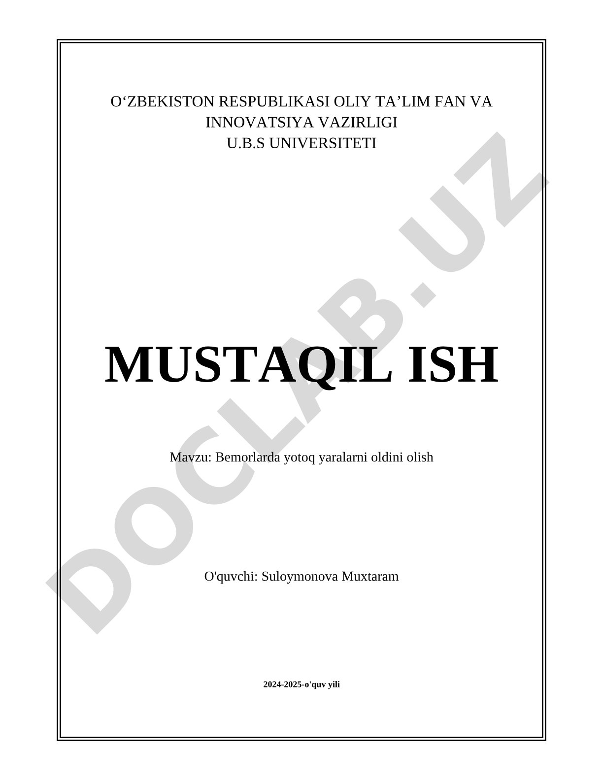 Bemorlarda yotoq yaralarni oldini olish