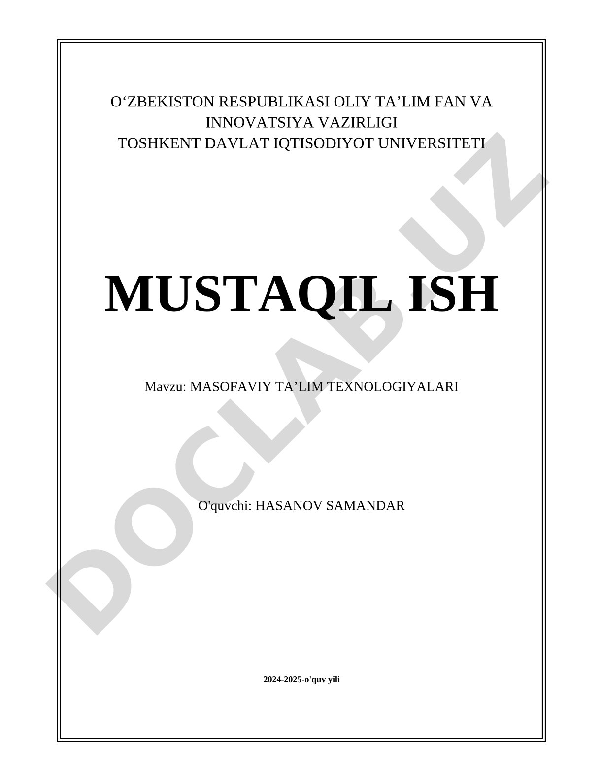 Masofaviy ta'lim texnologiyalari