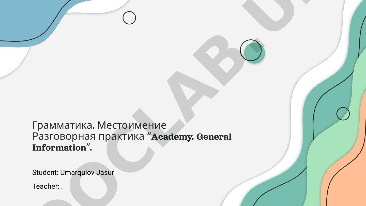 Грамматика. Местоимение Разговорная практика