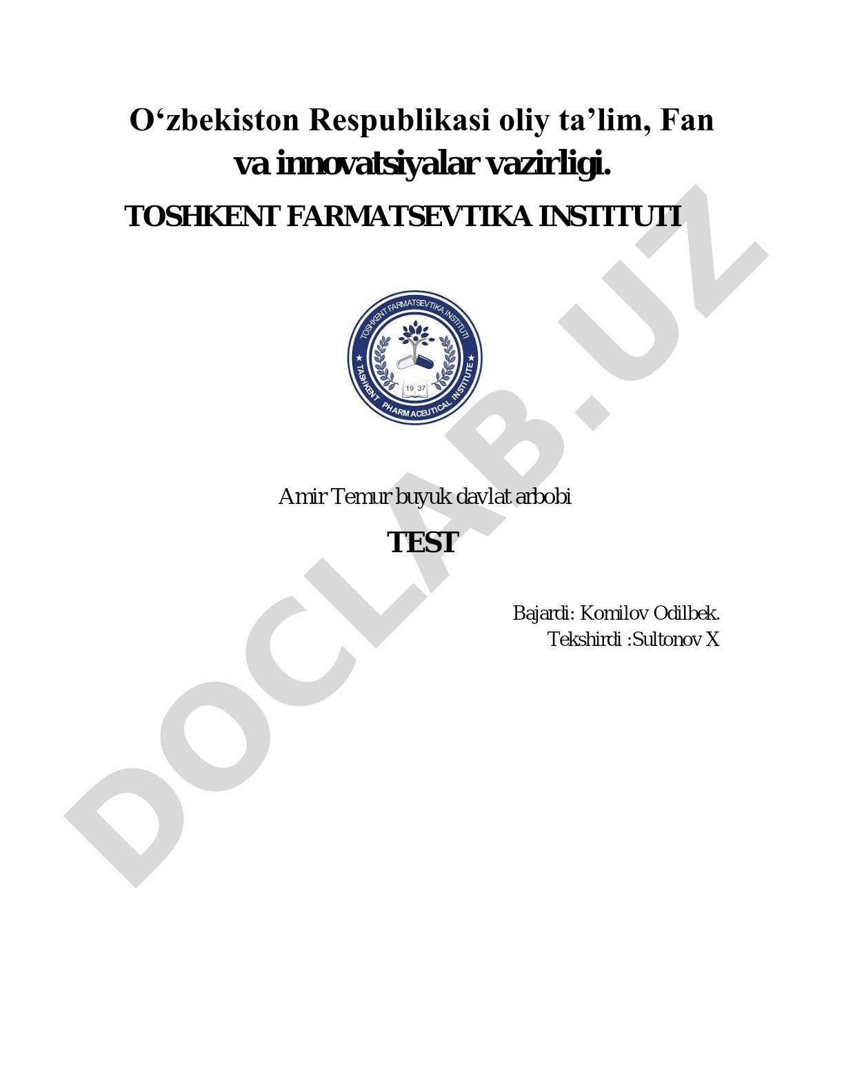 Amir Temur buyuk davlat arbobi test